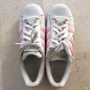 ADIDAS// Pink and Gold Custom Superstars
